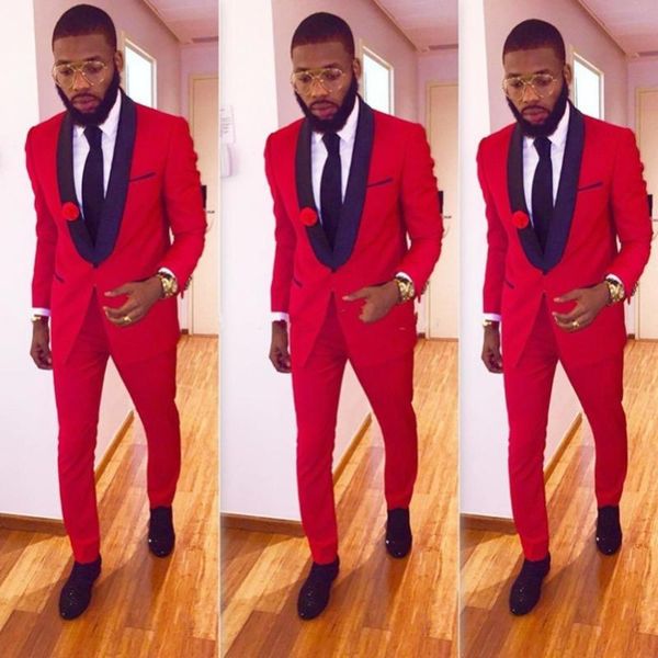 

custom made slim fit red groom tuxedos with black lapel men's wedding prom suits groomsman tuxedos (jacket+pant, White;black