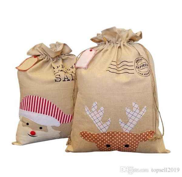 

canvas santa bag drawstring monogrammable claus with large reindeers monogramable christmas gifts sack bags sn527