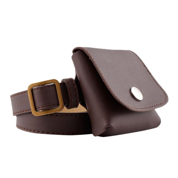 

aelicy vintage men's waist pack leather male money belt bag fashion retro phone bags pocket mobile bag