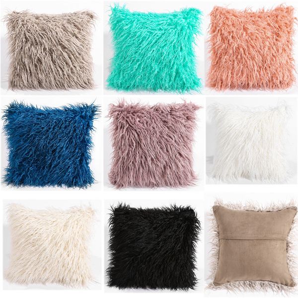 

eco-friendly 8 colors soft plush solid color square waist throw cushion cover for living room bedroom sofa home pillow case
