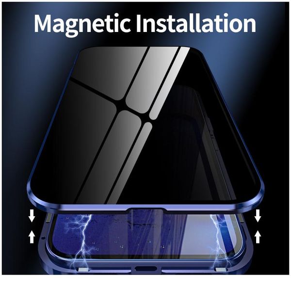 

magnetic tempered glass privacy metal phone case coque 360 magnetic anti spy case for iphone 11 pro max xr jllzen