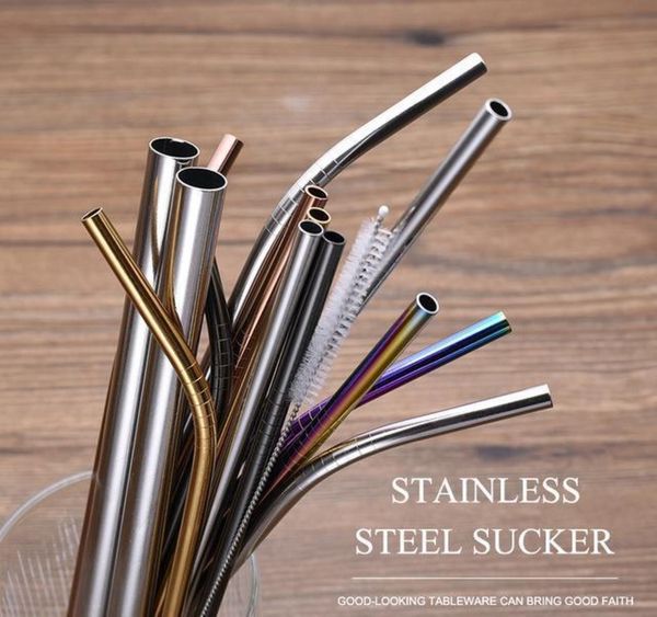 

stainless steel straw and brush reusable bend and straight metal 10.5 and 8.5 inch extra long stainless steel str wmtcql dh_garden