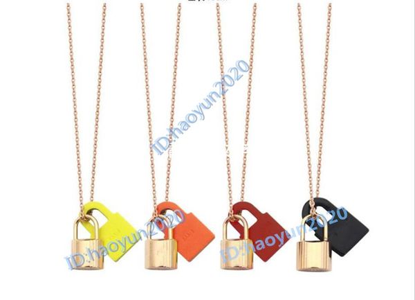 

luxury jewelry silver rose gold lock pendant designer necklace 18k gold stainless thin chain women double lock necklaces