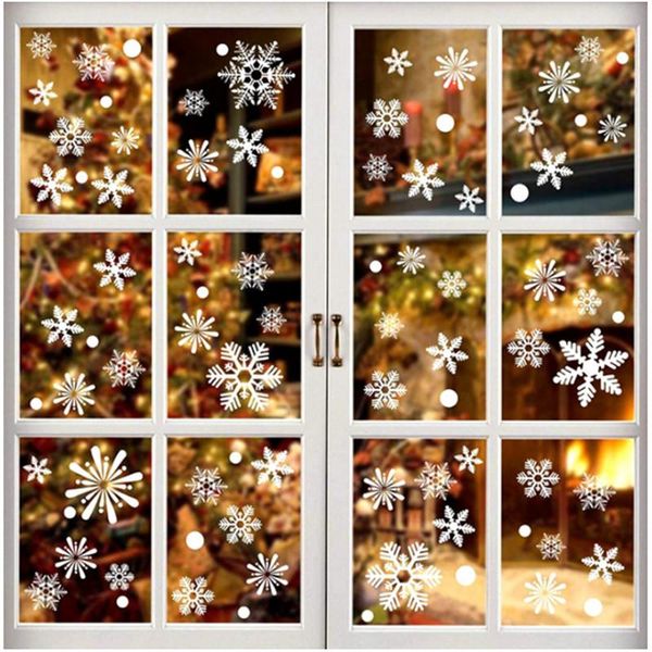 

36pcs/set white snowflake christmas wall stickers christmas decorations for home glass window sticker new year navidad 2021 noel