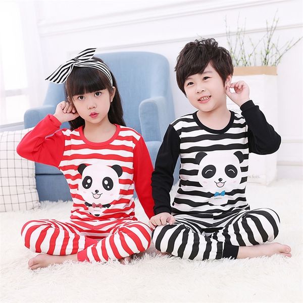 

kids pajamas 2020 autumn girls boys sleepwear nightwear baby infant clothes animal cartoon pajama sets cotton children's pyjamas lj2012, Blue;red