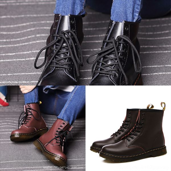

y11cn thick heelwomen boots ankle shoes genuine couple leather boots cow muscle sole thigh up chunky heel boot for over lace, Black