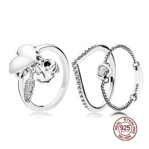 

2020 new 100% 925 sterling silver ring love heart spiritual symbols stacked wedding ring fashion women gift diy jewelry