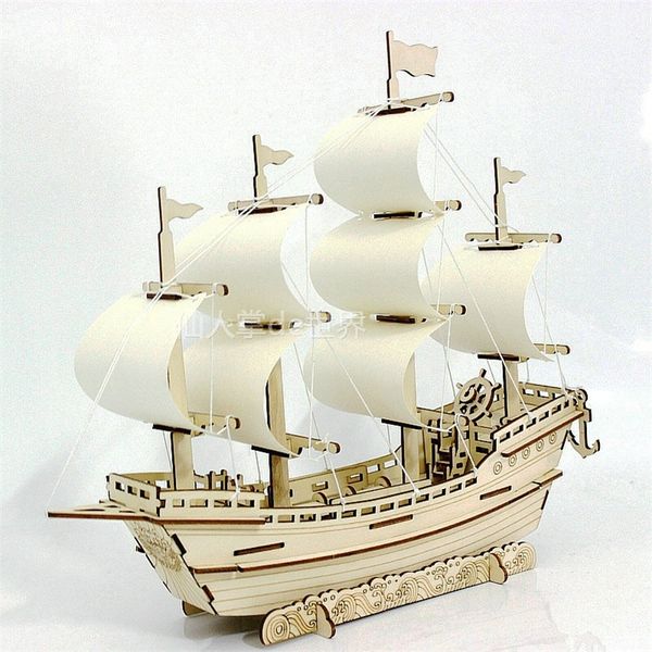 3D ship de madeira jigsaw brinquedos aprendizagem edifício edifício robô modelo diy vela barco plano puzzle presente de aviões crianças brinquedo para crianças 201218