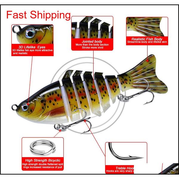 

5pcs/lot multi-section fish hard baits & lures 15 color mixed 10cm 15.5g 6# hook fishing hooks pesca fishing tack qylnak bdepack2001