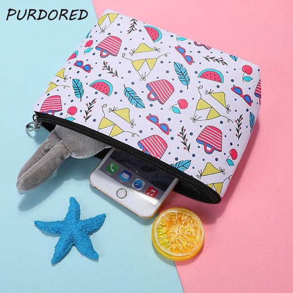 

purdored 1 pc women floral cosmetic bag waterproof make up bag cute female makeup beauty case travel pouch toiletry