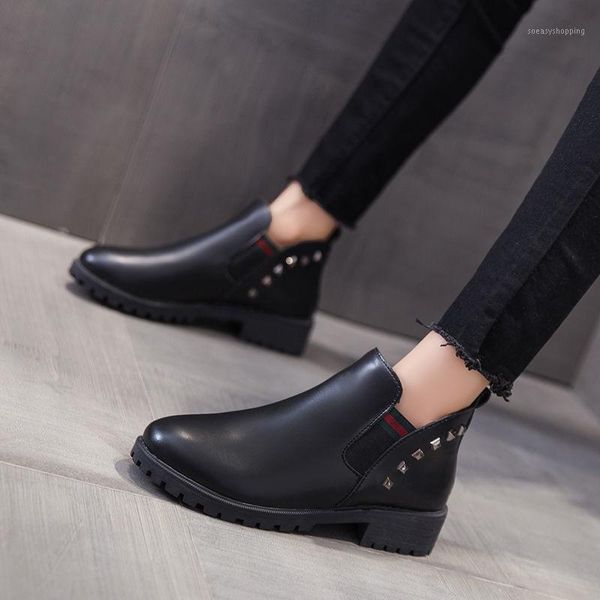 

women platform boots for women's autumn genuine leather ankle boots female lace up winter shoes woman fashion punk1, Black