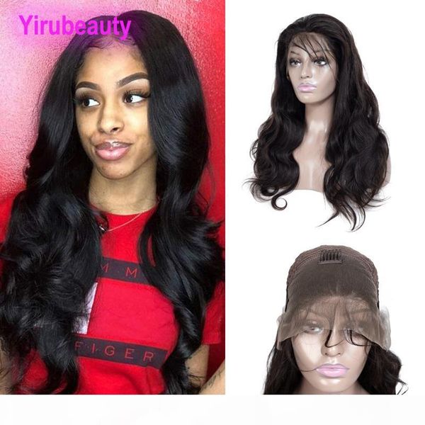 

indian raw human virgin hair 13 by 4 lace front wigs natural color body wave 10-32inch body wave lace wigs wholesale yirubeauty, Black;brown