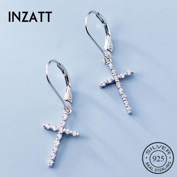 

inzareal 925 стерлингового серебра zircon zircon cross hoop серьги для модных женщин партия ультрамодные украшения ювелирные изделия 2020, Golden;silver