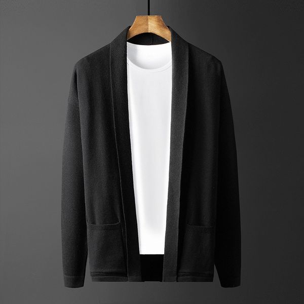 

2021 new warm sweater sales pockets cardigan jackets knitted or crocheted autumn sweatercoat male lh1z, Black;brown