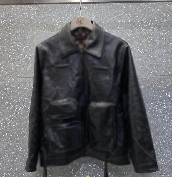 

20fw latest fashion custom embossed leather for autumn and winter new leather clothing super high qualit letter printing menswe, Black;brown