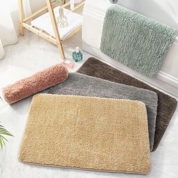 Tapis de bain tapis d'absorption d'eau tapis de salle de bain doux solide gâteau velours tapis maison cuisine sol antidérapant toilette paillasson1