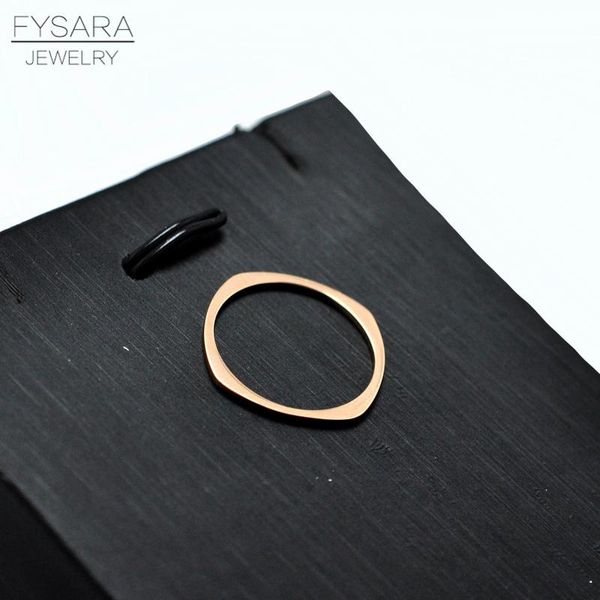 

fysara titanium steel rose gold color flat square rings smooth couple wedding tail ring women man fashion jewelry wmtydb, Black