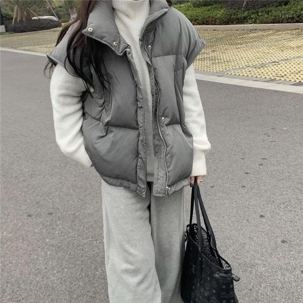 

winter bread jacket vest cotton padded jacket women's 2021 new korean loose sleeveless cotton warm fashion1, Black;white