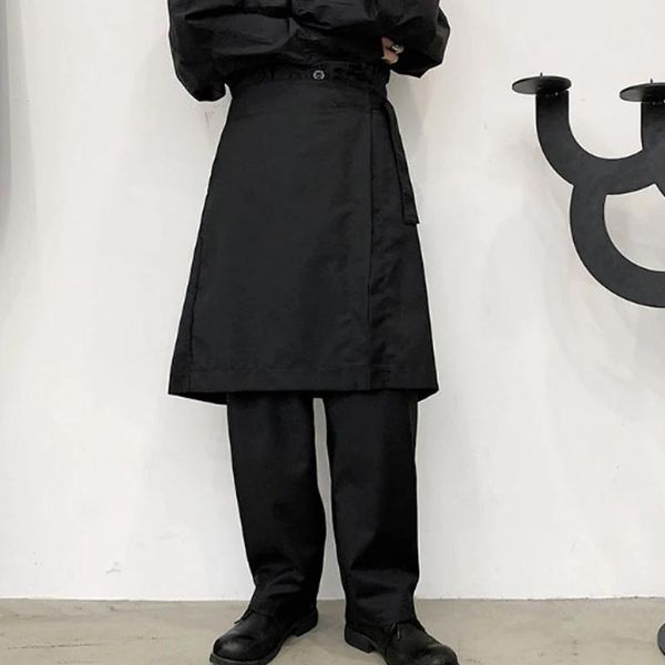 

new yamamoto style dark casual punk rock style men's fashion design culottes1, Black
