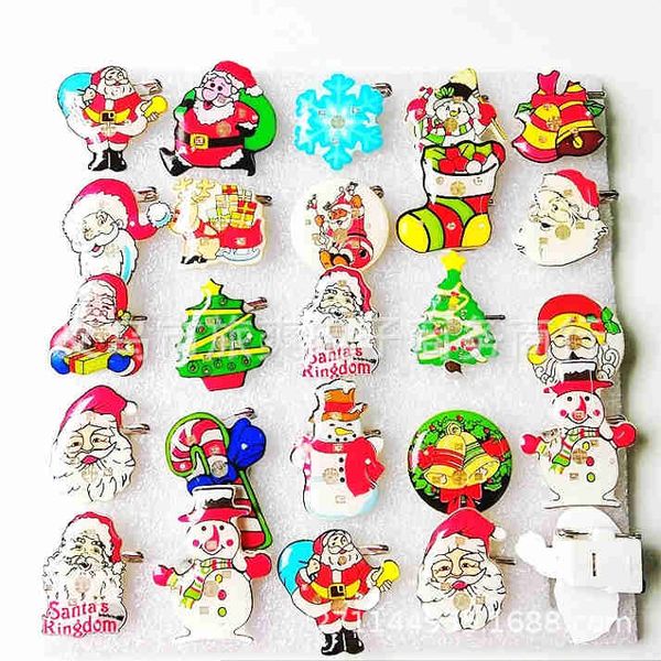 

2020 christmas glow ring christmas light brooch old man tree snowman christmas decorations prop flash pin led flash