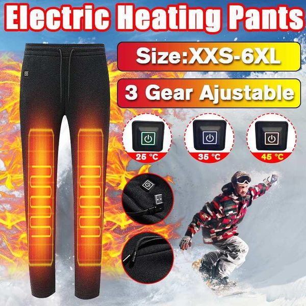 

outdoor pants winter electric heated warm men women usb heating base layer elastic trousers insulated heatedunderwear for camping hiking, Black;green