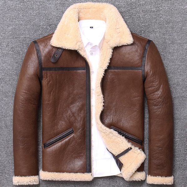 Spedizione gratuita, cappotto di pelliccia di pecora invernale, shearling classico di lana, giacca di pelle calda, cappotto di pelle di pecora da uomo. Giacca taglia plus. LJ201029