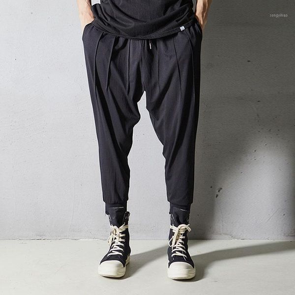 

men japan street fashion loose casual pant male hip hop streetwear sweatpants dark black jogger harem trousers1