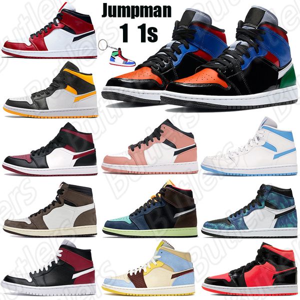 

new 1 1s jumpman mid high basketball shoes mid multi patent pink quartz chicago 2020 men women sneakers fearless blue the great trainers