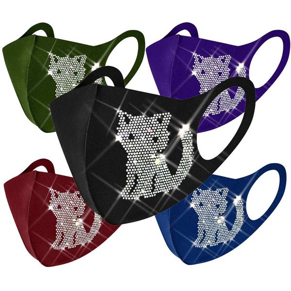 

face mask designer painted face mask cotton men and women graffiti dustproof breathable black color trendy cat flash diamond mask