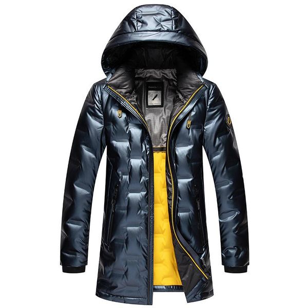 

men's down & parkas the 2021 winter bright face jacket male long thickening hooded casual big yards of coat, Black