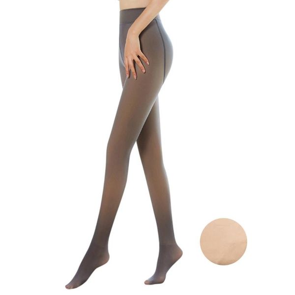 

socks & hosiery women winter warm fake translucent pantyhose thicken faux fleece lined seamless stockings slimming legs opaque footed, Black;white