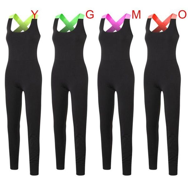 

gym clothing fashional sports women's jumpsuit tight-fitting fitness clothes dance quick-drying backless stretch siamese1, White;black
