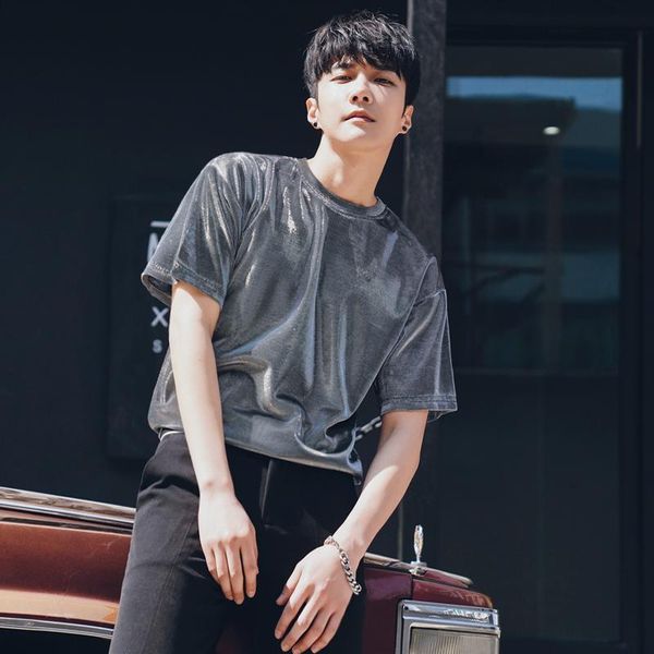 

men's t-shirts summer t shirt fashion solid color casual o-neck t-shirt men streetwear loose korean short-sleeved tshirt mens s-2xl, White;black