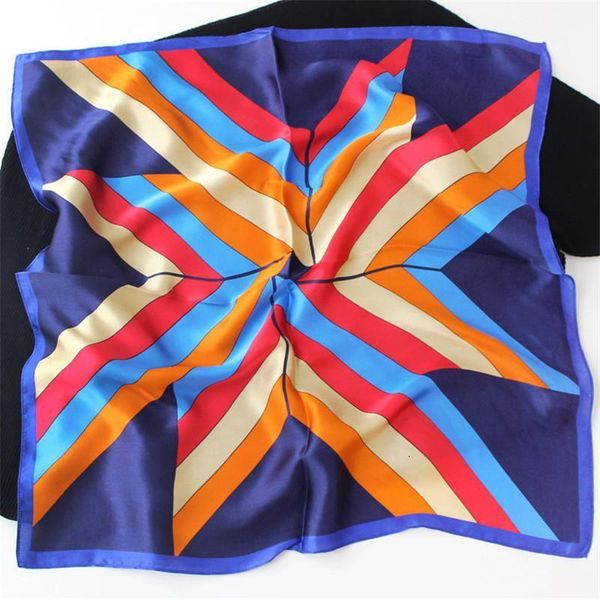 

100% pure silk scarf women geometric square scarves wraps silk foulard head neckerchief hijab bandana bufandas 53x53cm, Blue;gray