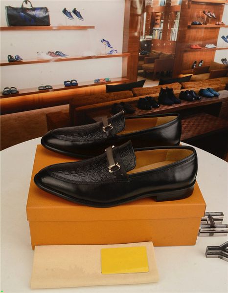 

designer luxury men dress shoes soft pointed toe classic fashion business oxford shoes for men loafers new men leather shoes, Black