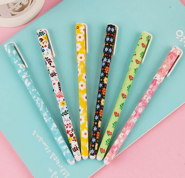 

6 pcs/set cute pens ballpoint pens black color gel pen set cartoon kiy office accessories school sup qylsqk xhhair, Blue;orange