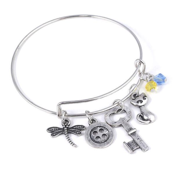 

link, chain movie coraline&the secret door bracelet retro elements dragonfly cute cat key exquisite gift men and women, Black