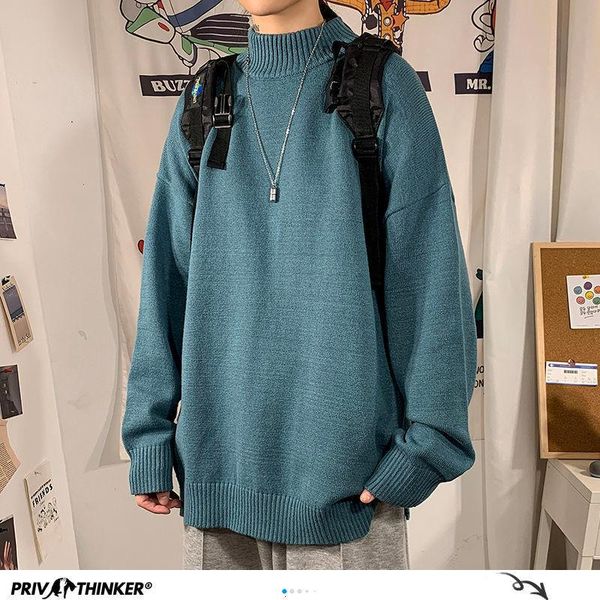 

pr men's solid color winter sweaters 2020 korean autumn winter knitted men sweater pullovers harajuku man, White;black