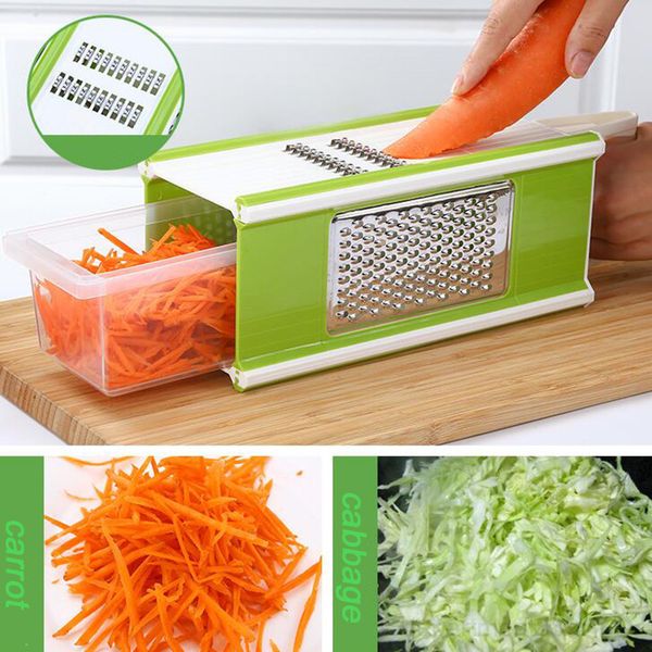 

new design 6 -in -1 grater multifunction fruit and vegetable cutters shredder slicer peeler cookware set with container box