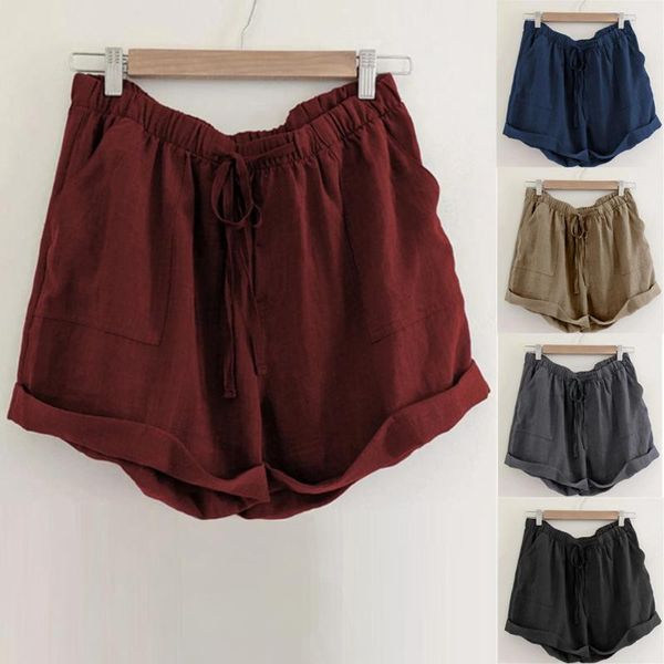 

women's shorts 30# fashion workout women plus size cotton linen loose solid sport summer casual short pants drop, White;black