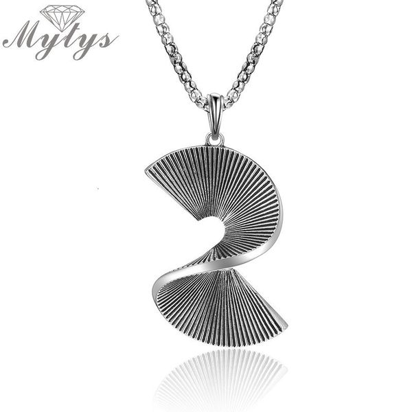 

mytys vintage metal punk necklace for women geometric design twisted pendant necklace popcorn chain fashion accessory cn383, Silver