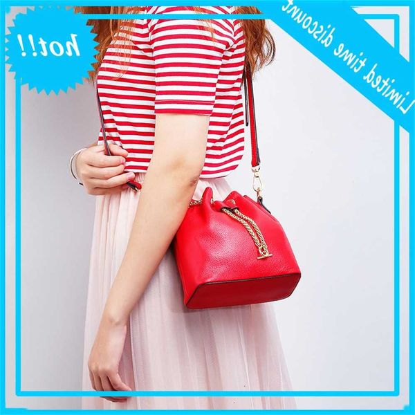 

new style fashion versatile cow bucket leather single shoulder messenger portable women's bag