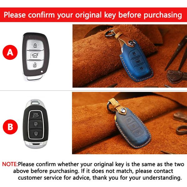 

genuine leather car key shell case cover for hyundai i20 i30 i40 ix25 creta ix35 leather remote car key chain holder h wmtnwx