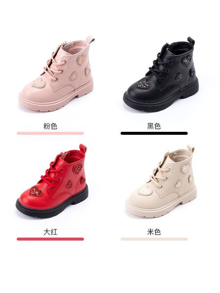 

konewinter детей осени для девочек плюша princess martin 2020 нового сингла британских мальчики стиля короткие сапоги, Black;grey