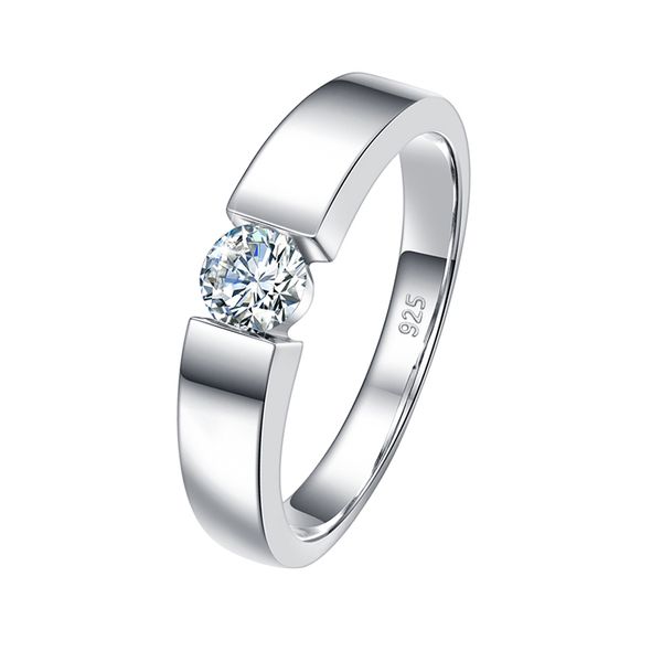 Sterling Silver Moissanite Anel para Homens Mulheres Unisex Engajamento de Luxo Jóias Na Moda Garota Da Mulher Presente 2022 Tendência Com Certifcate