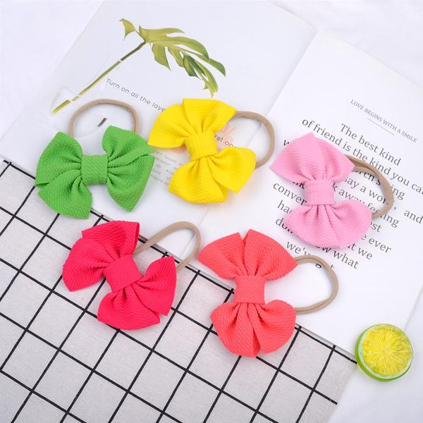 

4,7 дюйма милые детские девочки повязки повязки эластичные веревки тюрбан волосянные луки дети растягивают принцесса милые сплошные цвета ак, Black;brown