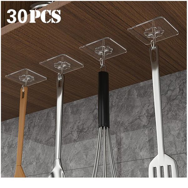 

30/20/10pcs transparent strong self adhesive door wall hangers hooks suction heavy load rack cup sucker for kitchen wmtpwa