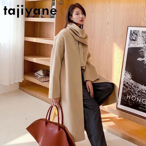 

women's wool & blends tajiyane winter coats women 2021 real fur coat 100% jackets korean style female long jacket mujeres abrigos tn154, Black