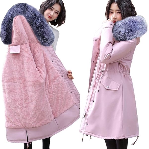 

fashion velvet liner winter jacket women big fur belt hooded down parkas female jacket coat slim warm winter outwear new 201110, Black