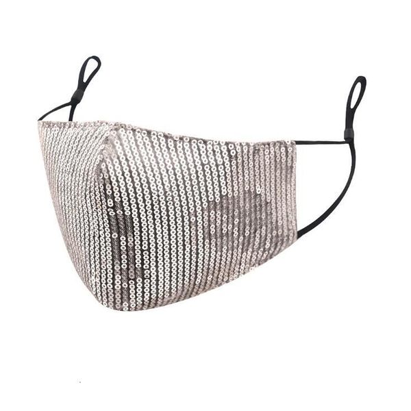 

uzuj0u factory price 3d blingbling sequin washable reusable mouth masks pm2.5 filter care shield shiny face cover dust party ma 4 n